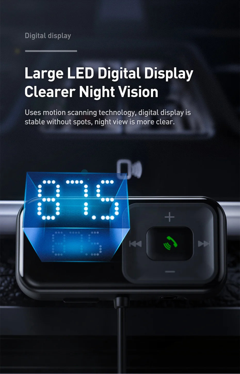 Transmisor modulador FM Baseus con Bluetooth 5.0, radio FM, cargador USB de 3,1 A, kit manos libres para coche, transmisor FM de audio auxiliar inalámbrico