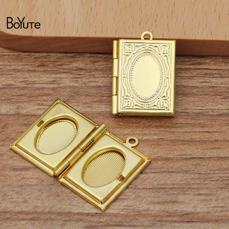 BoYuTe (10 Pieces/Lot) 19*26MM Rectangle Locket Photo customized Book Locket Pendant Floating Locket Charms customized