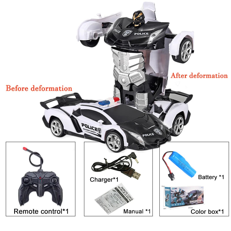2IN1 Electric RC Car Transformation Robots One-key Deformation Car Outdoor Remote Control Sports Car Model Children Boys Toys