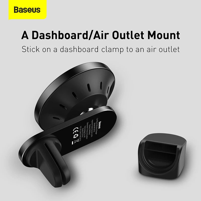 Baseus Car Mount Wireless Charger Magnetic Suction Dashboard Air Outlet Holder Wireless Charging for iPhone 12 13 Series