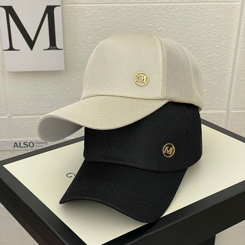 Gorra de malla de verano para mujer, versión coreana de la marca Tide, gorras para el sol al aire libre, gorras de béisbol casuales con parasol, gorra pequeña con cara visible
