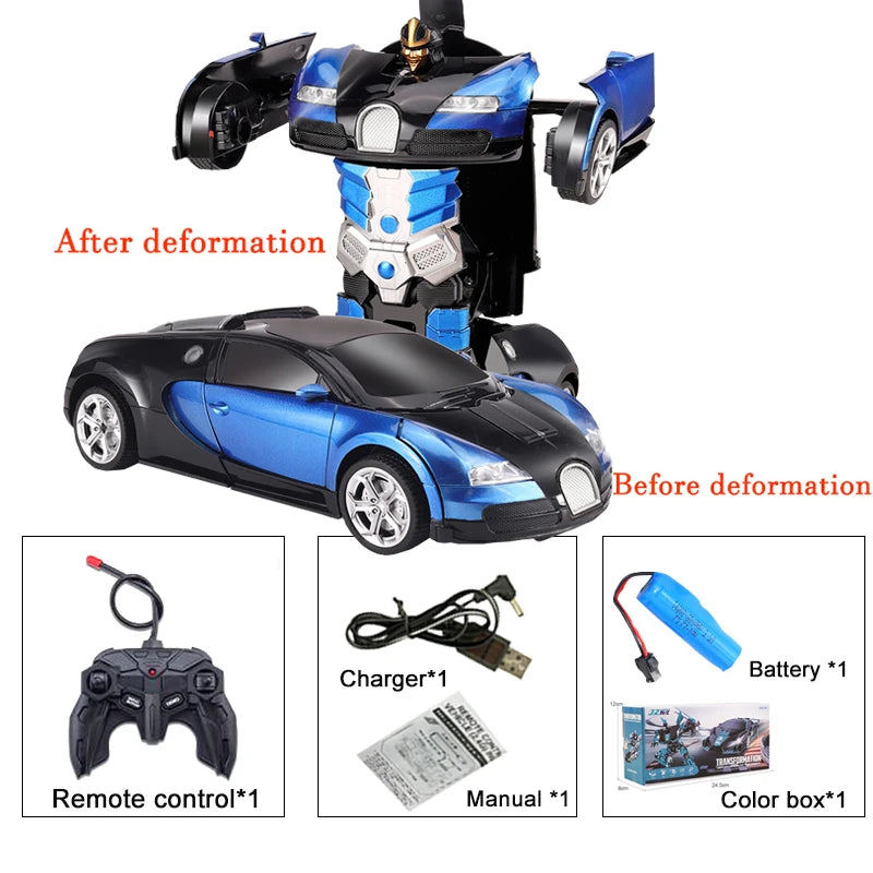 2IN1 Electric RC Car Transformation Robots One-key Deformation Car Outdoor Remote Control Sports Car Model Children Boys Toys