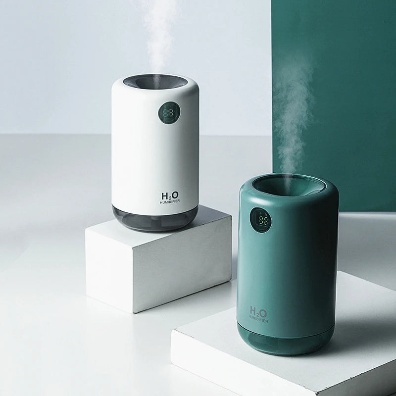 Humidificador de aire ultrasónico inalámbrico, 500 ml, 2000 mAh, portátil, difusor de niebla aromática, batería de larga duración, humidificador de aromaterapia