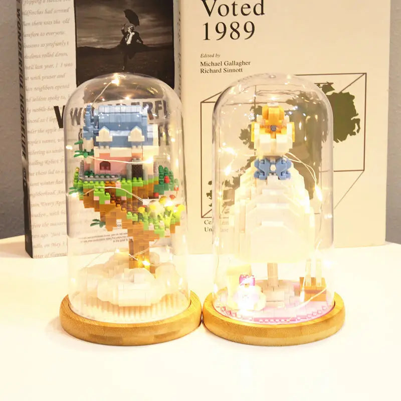 WiseHawk Micro Building Blocks One Piece Wedding Dress Light Tree House Kids Mini Brick Toys con caja de presentación y luz LED