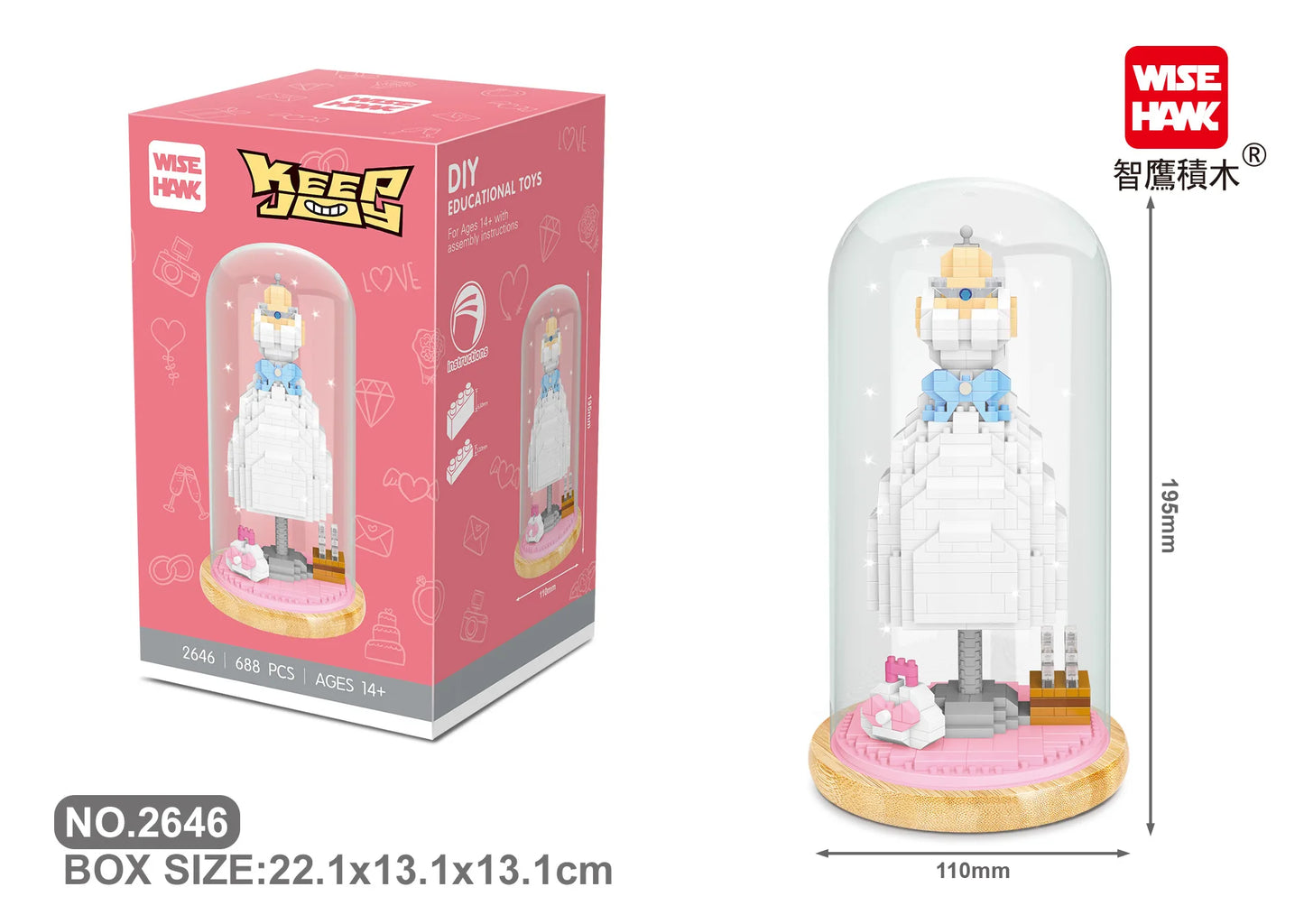 WiseHawk Micro Building Blocks One Piece Wedding Dress Light Tree House Kids Mini Brick Toys con caja de presentación y luz LED