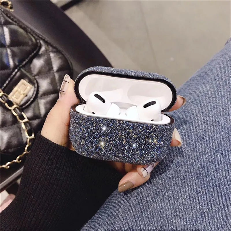 3D cute matte particles glitter sequins diamond hard PC cover for airpods pro case air pods pro 3 wireless charging luxury coque