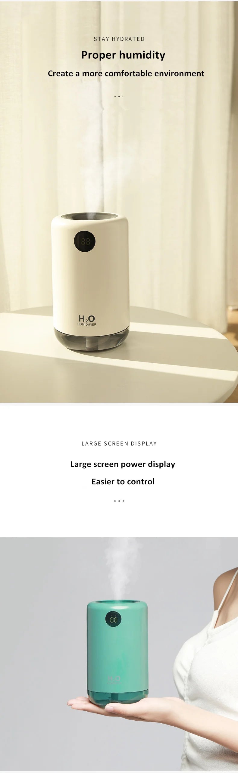 Humidificador de aire ultrasónico inalámbrico, 500 ml, 2000 mAh, portátil, difusor de niebla aromática, batería de larga duración, humidificador de aromaterapia