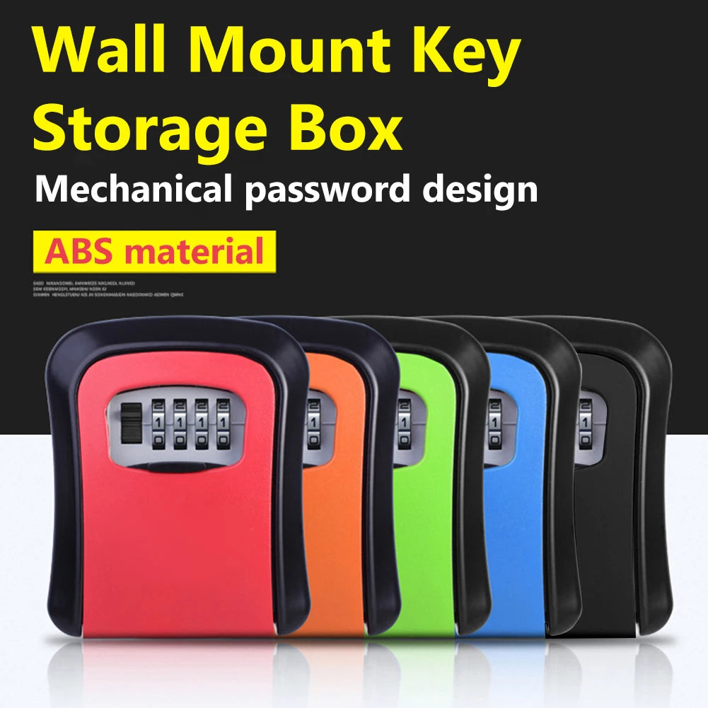 Wall Mount Key Lock Box 4 Digit Combination Password Key Storage Secret Box Organizer Security Code Lock No Key Home Safe Box
