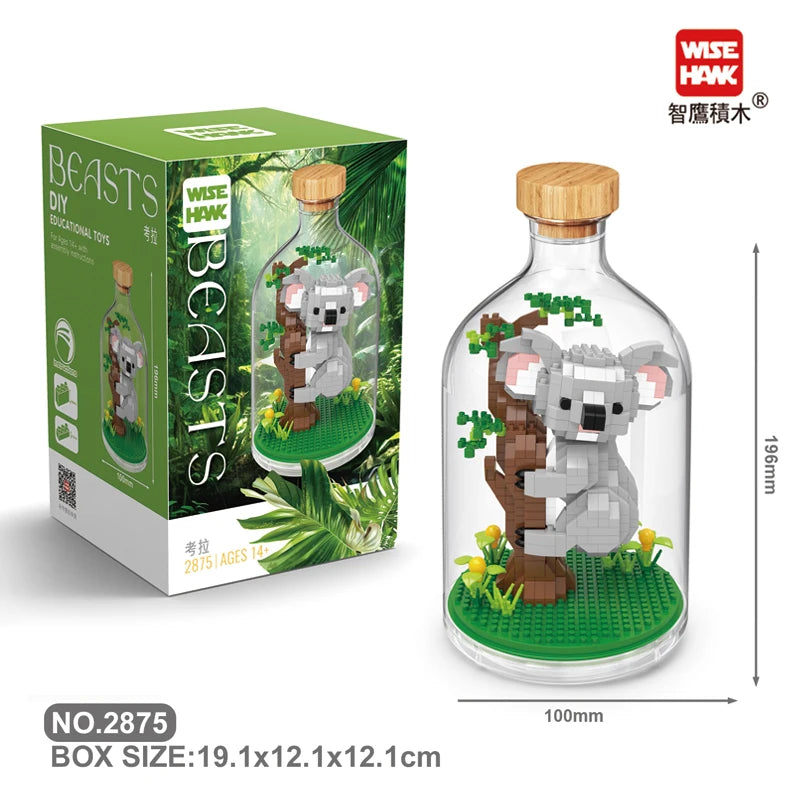 Toys Building Blocks Assembly Tiger Lion Bear Peacock Koala Animal 3D Model Educational Games for Children Kids Gifts