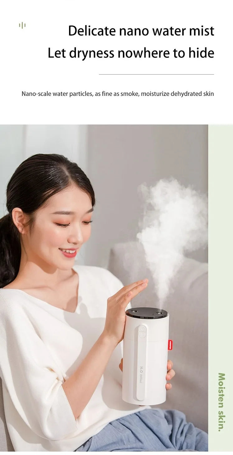 800ML Smart Induction Air Humidifier 2000mAh Battery USB Rechargeable Essential Oil Diffuser Air Humidifier for Home Car