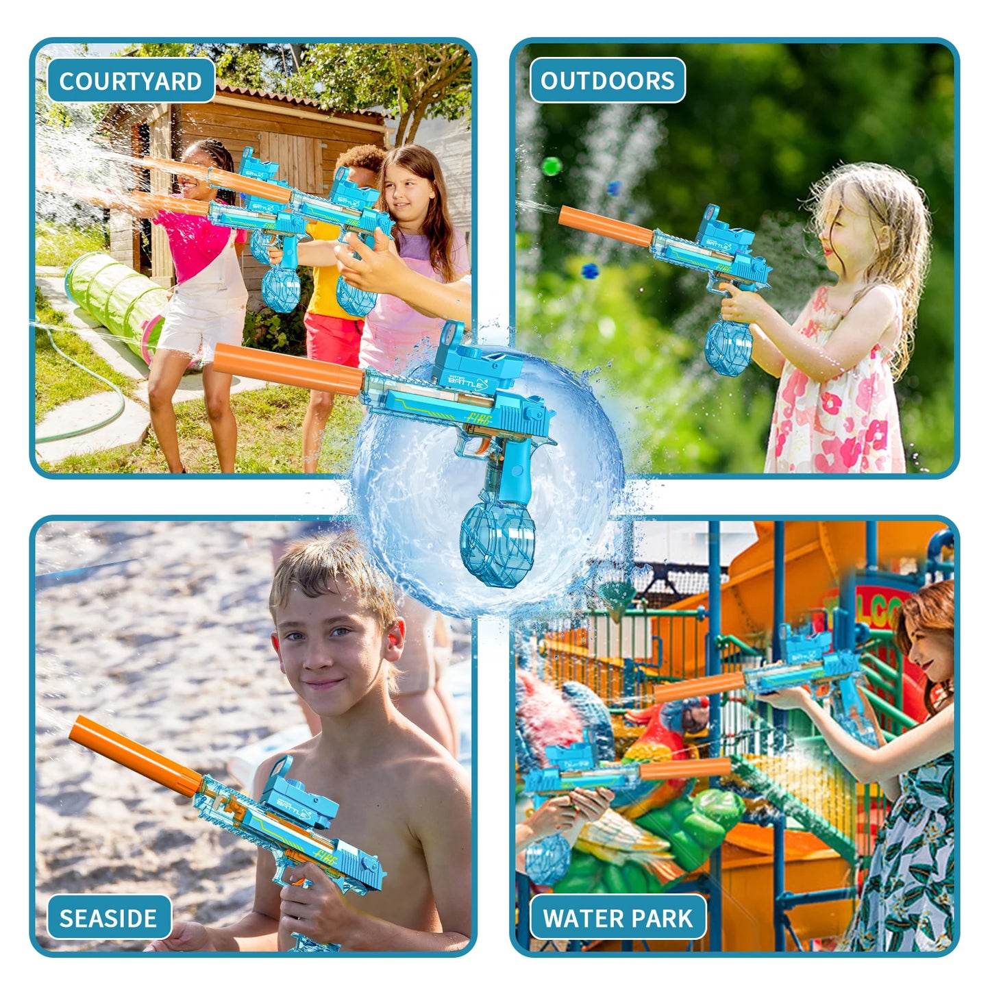 Transparent Sand Eagle Linkage Version Electric Water Gun Large Capacity Continuous Shot Water Fight Water Gun Toys