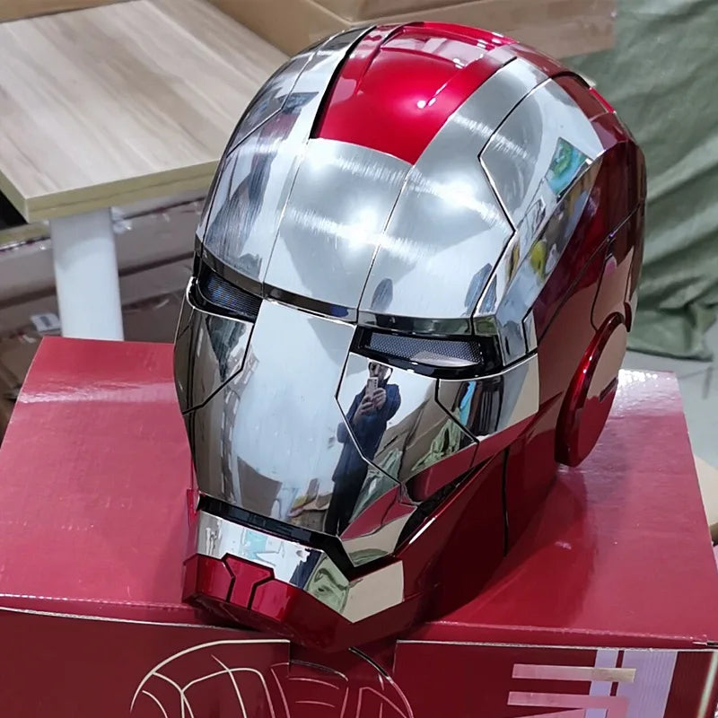 Avenger Iron Man Mk-5 Helmet Electric 1/1 Mk5 Helmet Remote & Voice Control Cosplay Light Led Ironman Action Figure Toys Gifts