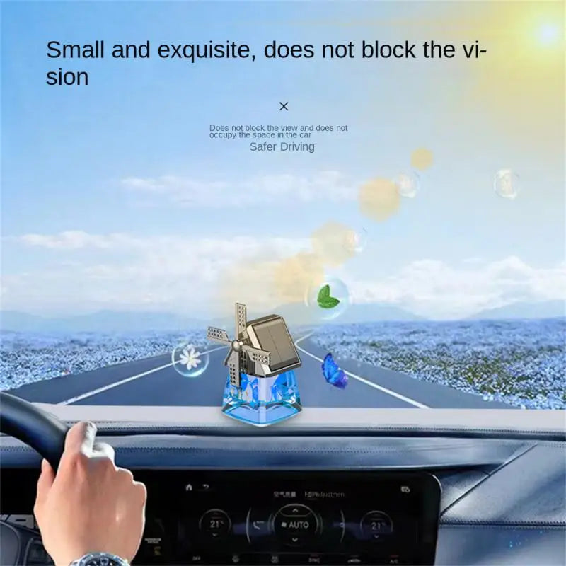 Auto Instrument Panel Air Freshness Solar Energy Deodorization Rotation Windmill Design Light Solid Perfume Car Durable