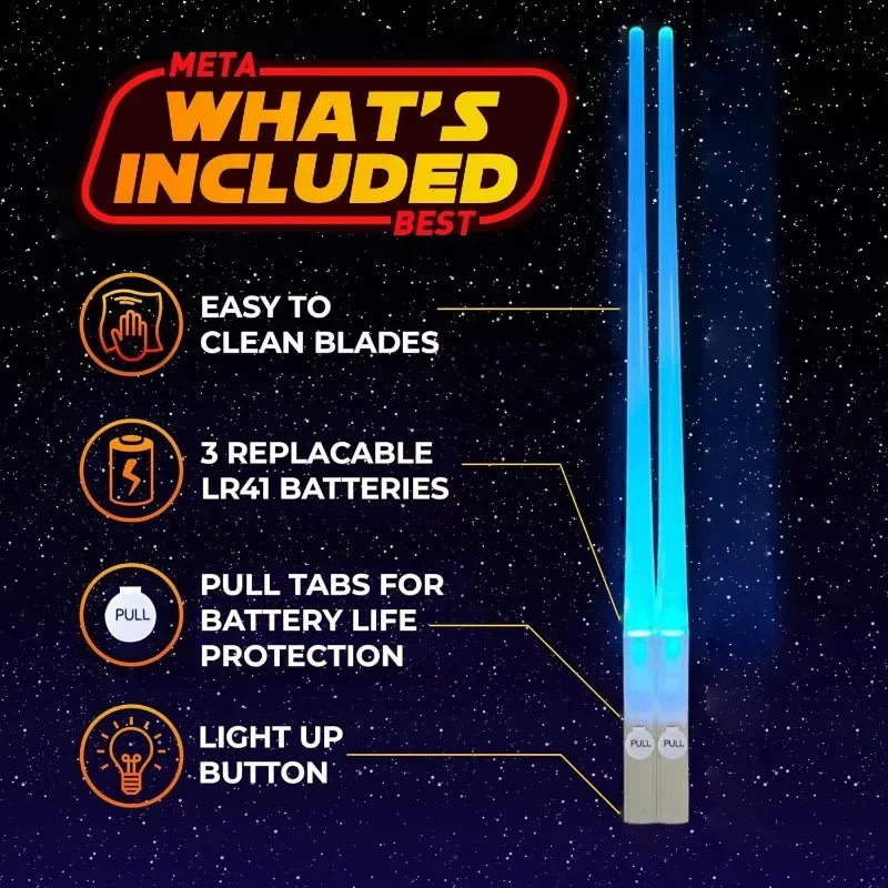 StarWar Theme Chinese Chopsticks Lightsaber Luminous LED Reusable Washable Detachable Sushi Chopsticks Kitchen Tableware