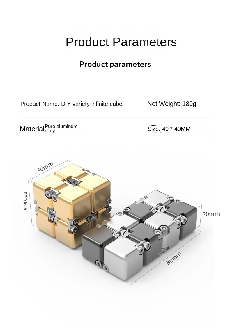 Tiktok Pop Fun Decompression Toys Alloy Infinity Magic Cube Finger Toy Office Flip Cubic Puzzle Stress Relief Cube Block Gift