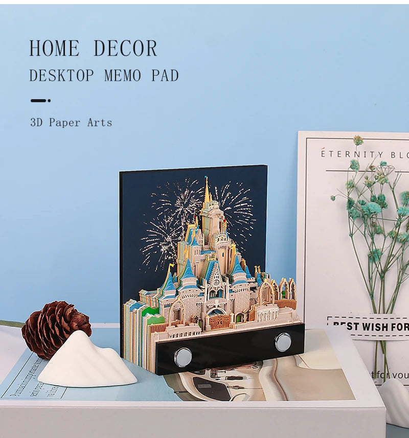 Omoshiroi 3D Note Design Castle Fairy Tale Memo Pad 3D Sticky Notes Princess Scrapbooking Kawaii Accessories Party Favors Gift
