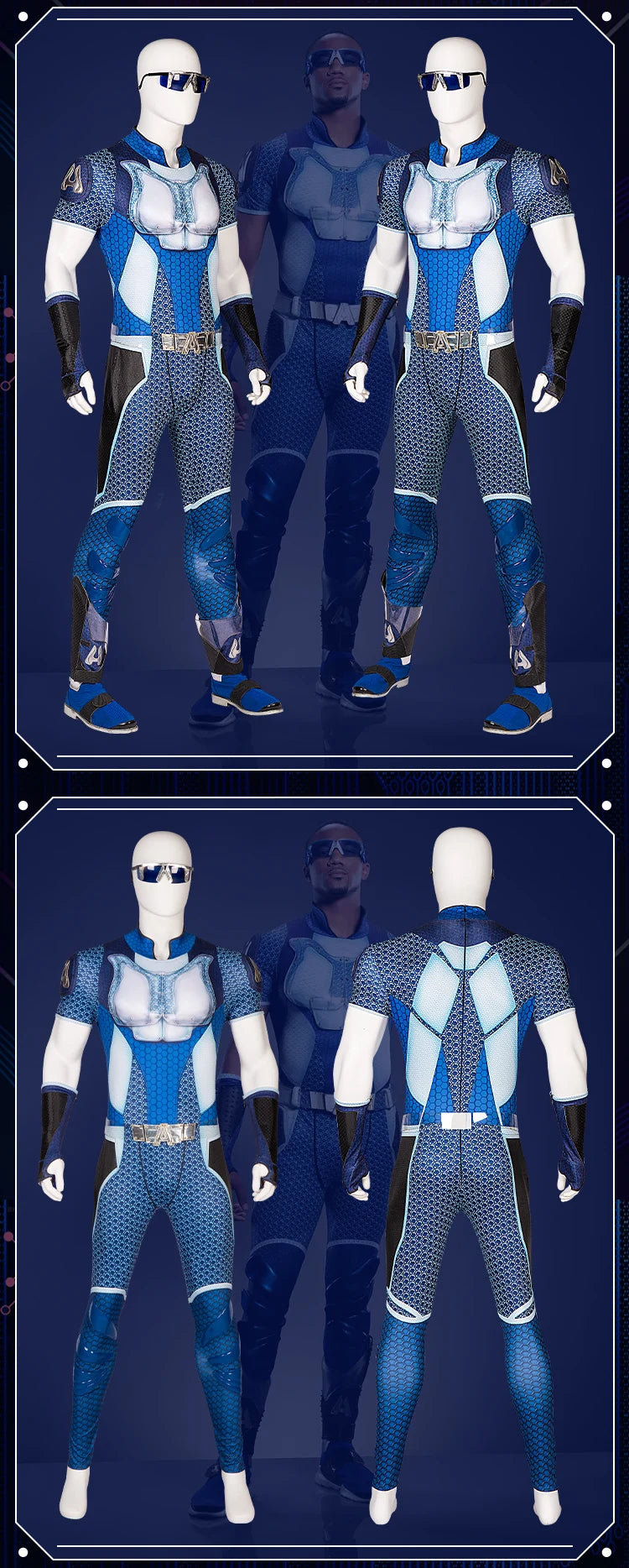 The Boys A-Train Cosplay Costume Halloween Carnival High Quality Hero Reggie Franklin Battle Outfit With Boots Printing Jumpsuit