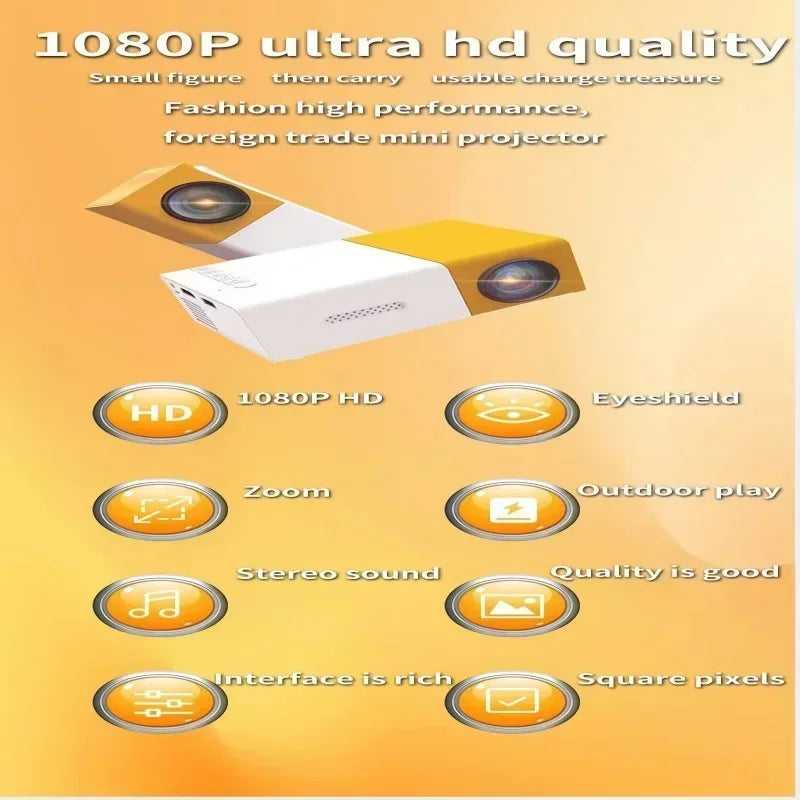 Mini projecteur LED YG300 Version améliorée Yg300 1000 lumens 320 x 240 P compatible HDMI USB Audio Home Media Player Beamer