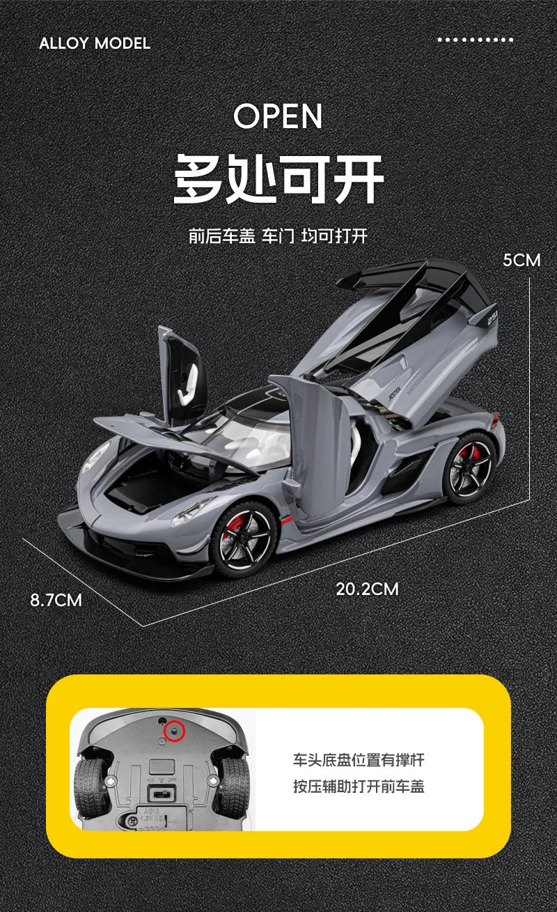 1:22 Jesko coche deportivo simulación de fundición a presión modelo de aleación de metal coche sonido luz pull back colección niños juguete regalos C359