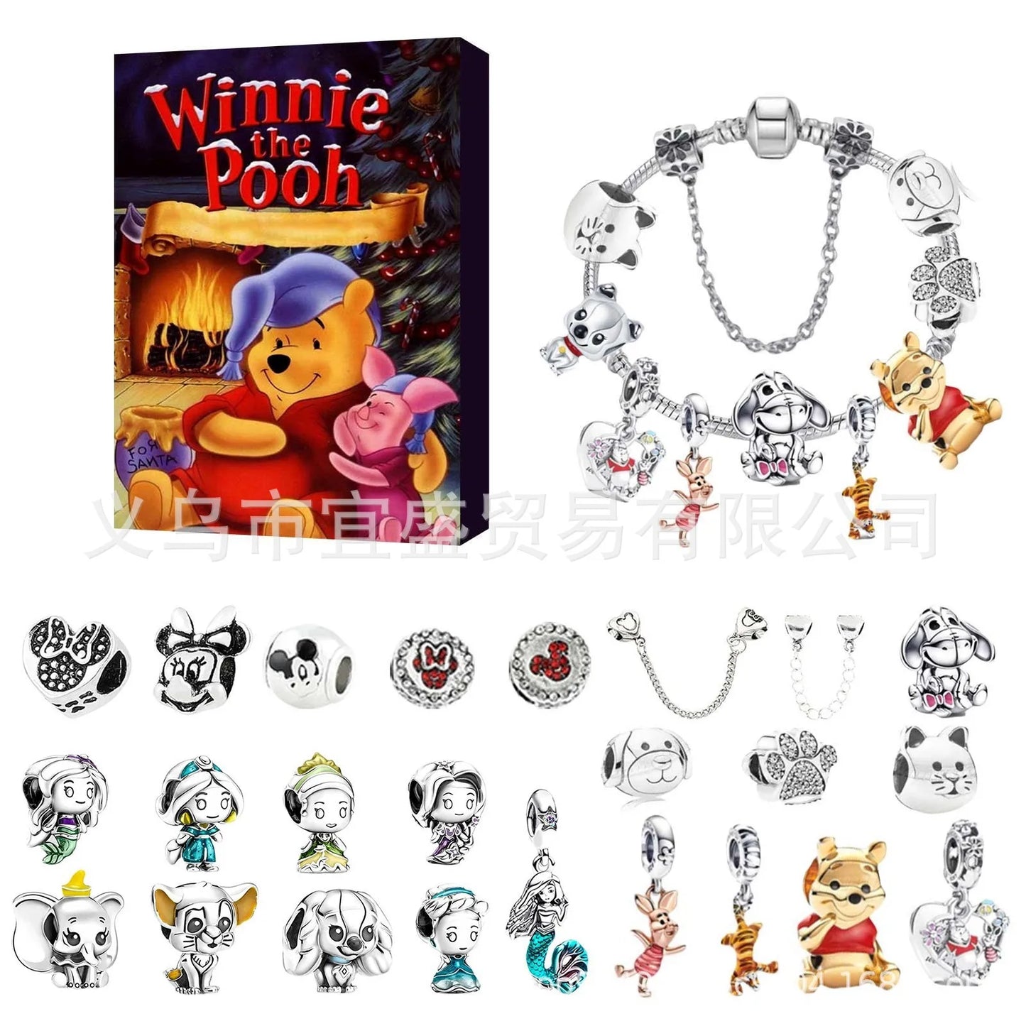 Stitch Mickey Christmas Advent Calendar Disney Bracelets 24 Days Xmas Countdown Calendar Diy Jewelry Making Kit Kid'S Gifts