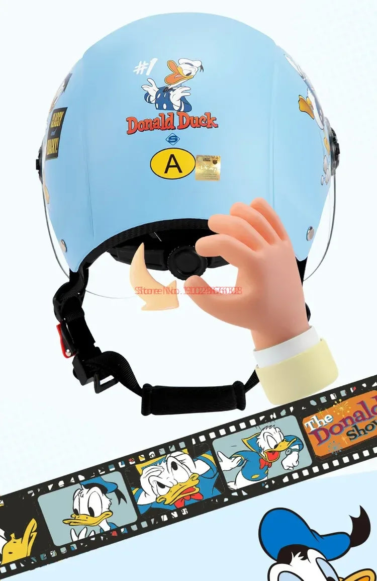 Summer Disney Donald Duck Motorcycle Super Light Open Face Helmet For Children Adult Helmet Safety Protective Helmet Gift Toy