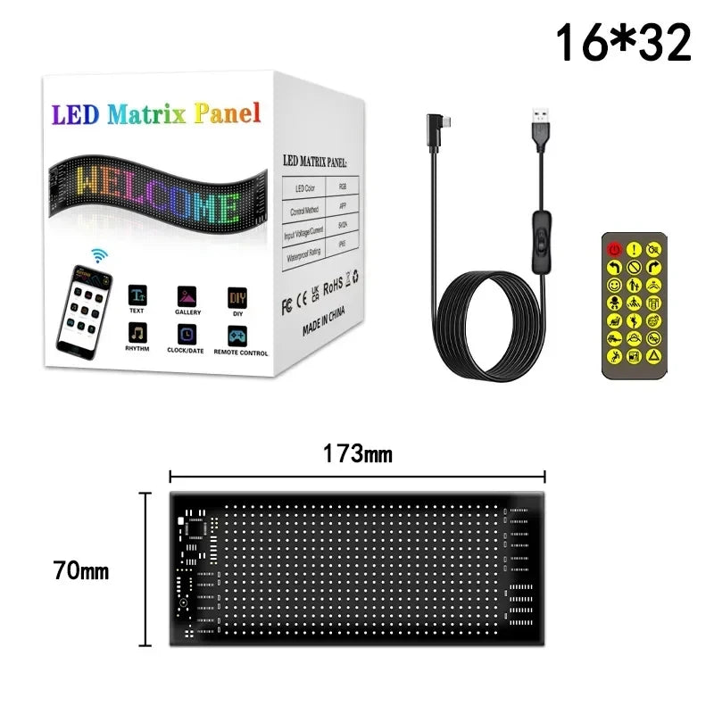 5V USB LED Matrix Pixel Panel Light Bluetooth App Control Scrolling Advertising LED Car Sign Animation Programmable For Car Shop