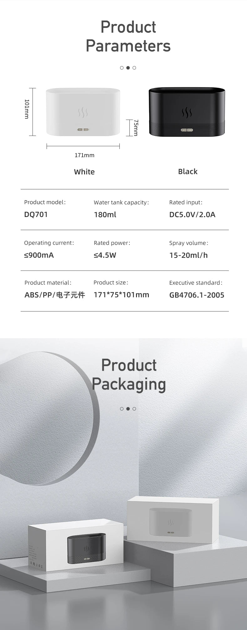 Vissko Aroma Diffuser 180ML Air Humidifier Ultrasonic Aromatherapy Cool Mist Maker Essential Oil Flame Lamp Difusors For Home