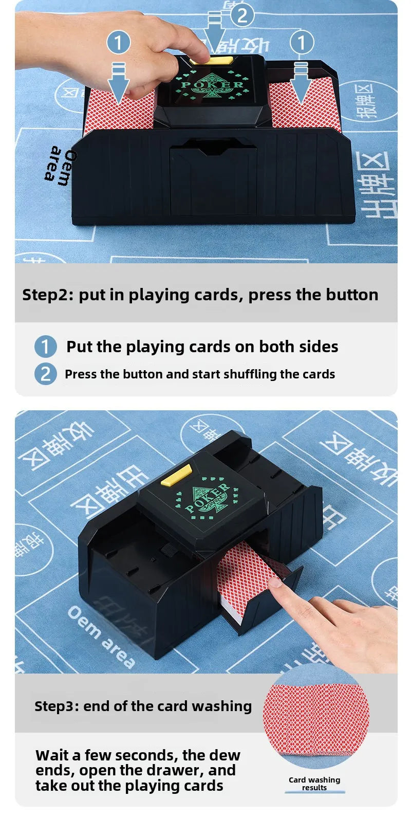 Mélangeur de cartes automatique Mélangeur de cartes de poker électrique à 2 jeux Mélangeur automatique de cartes à capteur / chronométré Machine de mélange de poker