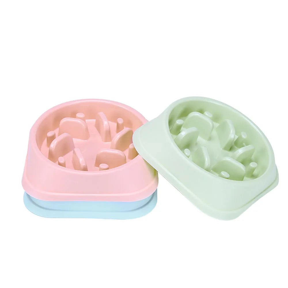 Pet Dog Bowl Slow Food Feeder Non-slip Anti Choking Cat Thickened Plastic Plate Bowls Healthy Anxiety Relief Dish Pet Supply