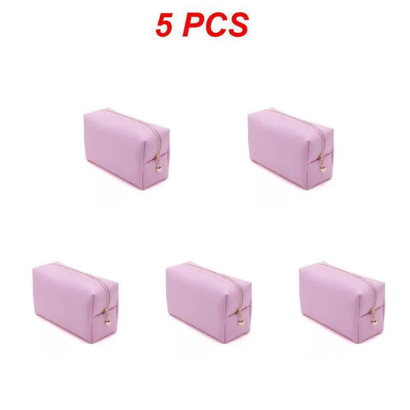 1 ~ 10 piezas de neceser pequeño para mujer, de piel sintética, resistente al agua, con cremallera, bolsa de maquillaje, organizador de maquillaje de viaje, estuche de belleza