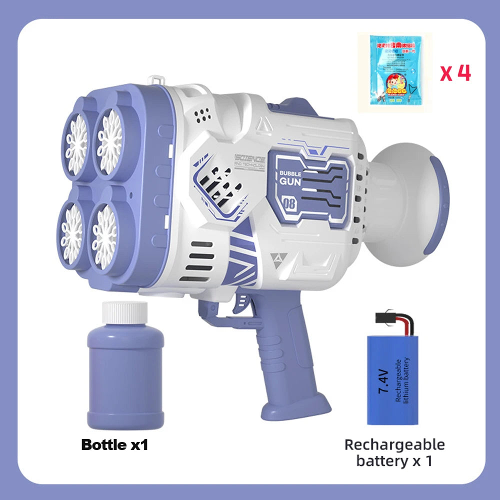 Pistolet à bulles automatique Machine à bulles de savon électrique LED N-Hole Bubble Maker Blower Bubble Guns Jouet Jeu de plein air Cadeau de fête de mariage