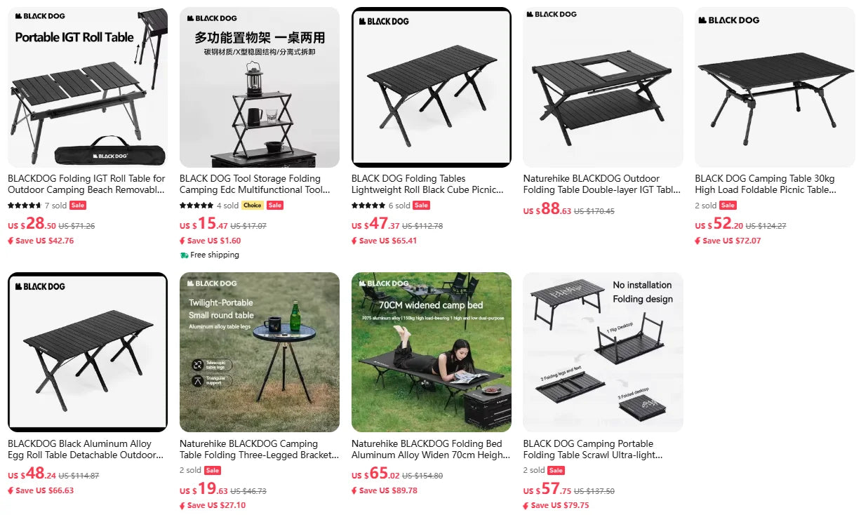 Black Dog Tool Storage Folding Camping Edc Multifunctional Table Technological Gatgets Travel Multi-purpose Telescopic