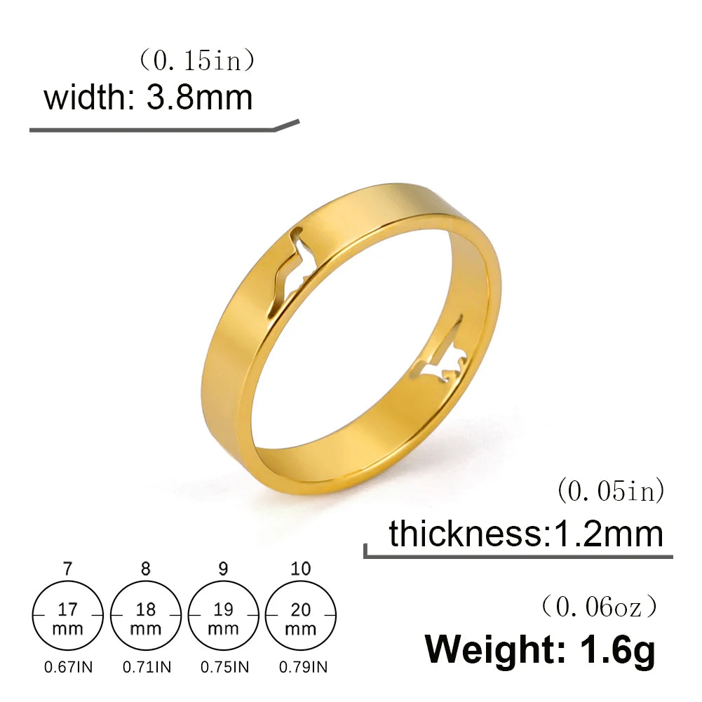 Skyrim Hollow Dinosaur Ring Stainless Steel Gold Color Tyrannosaurus Brachiosaurus Finger Rings Couple Jewelry for Women Men