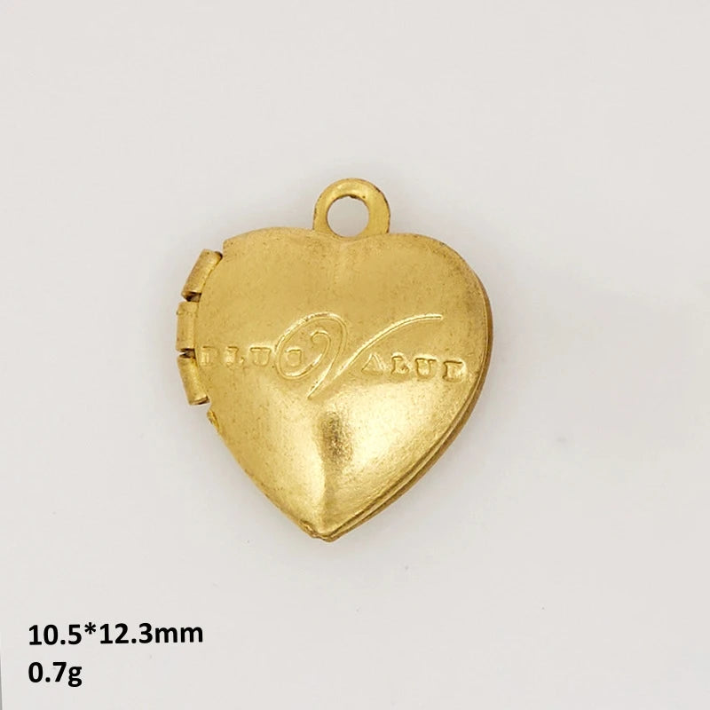 BoYuTe (50 Pieces/Lot) Heart Shaped Raw Brass Locket Pendant Materials Diy Photo Lockets Jewelry Accessories
