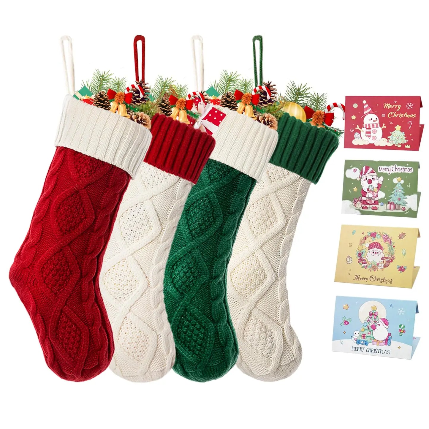 Medias navideñas grandes de 18 pulgadas, medias de compresión navideñas tejidas para niños, medias colgantes para regalar dulces, decoración navideña