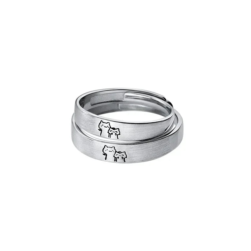 1 par de anillos de pareja de rombos blancos y negros, anillo abierto para mujeres y hombres, anillos de dedo ajustables, regalo de joyería de aniversario para amantes románticos