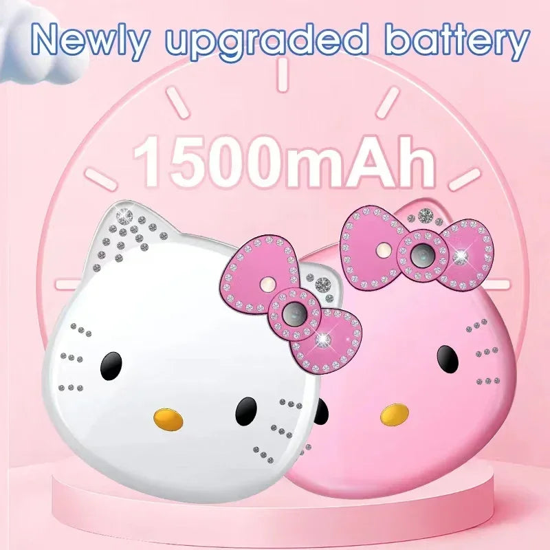 2024Hot Sanrio Hello Kitty Kawaii Mini Flip Phone I68 Girl Mobile Phone Student Anime Phone Music Mobile Phone Kid Birthday Gift