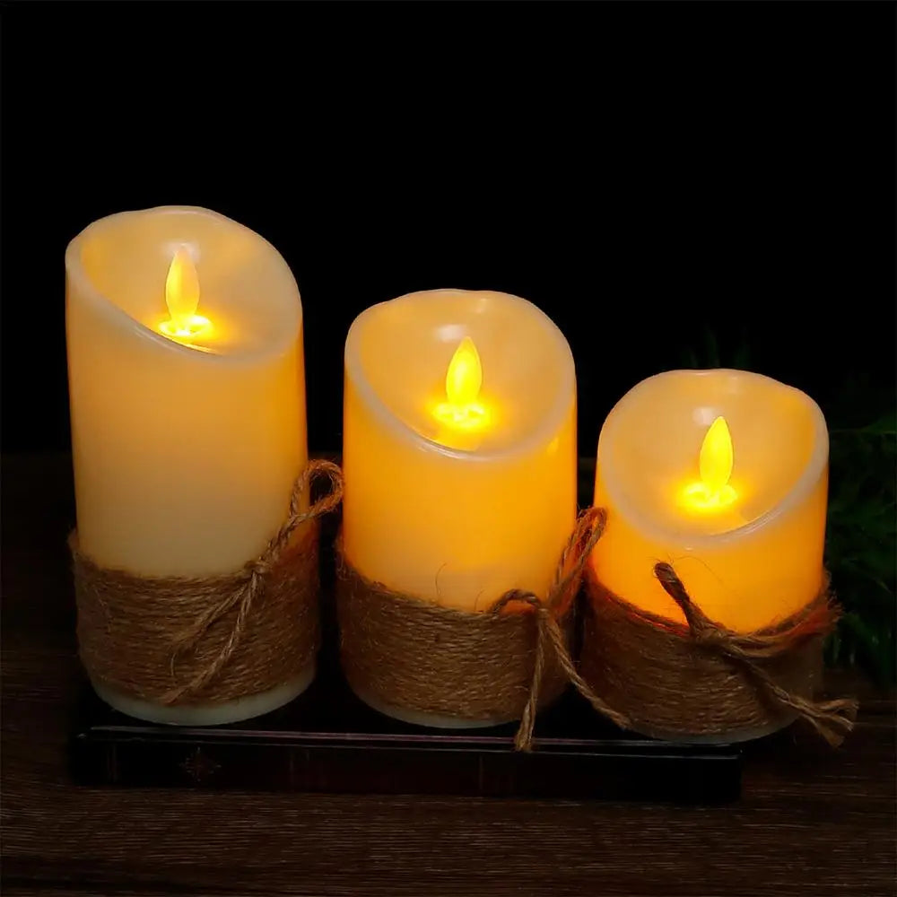 3Pcs Flameless Led Candle with Remote and Timer Candles Flickering Realistic For Home Christmas Party Wedding(without battery)