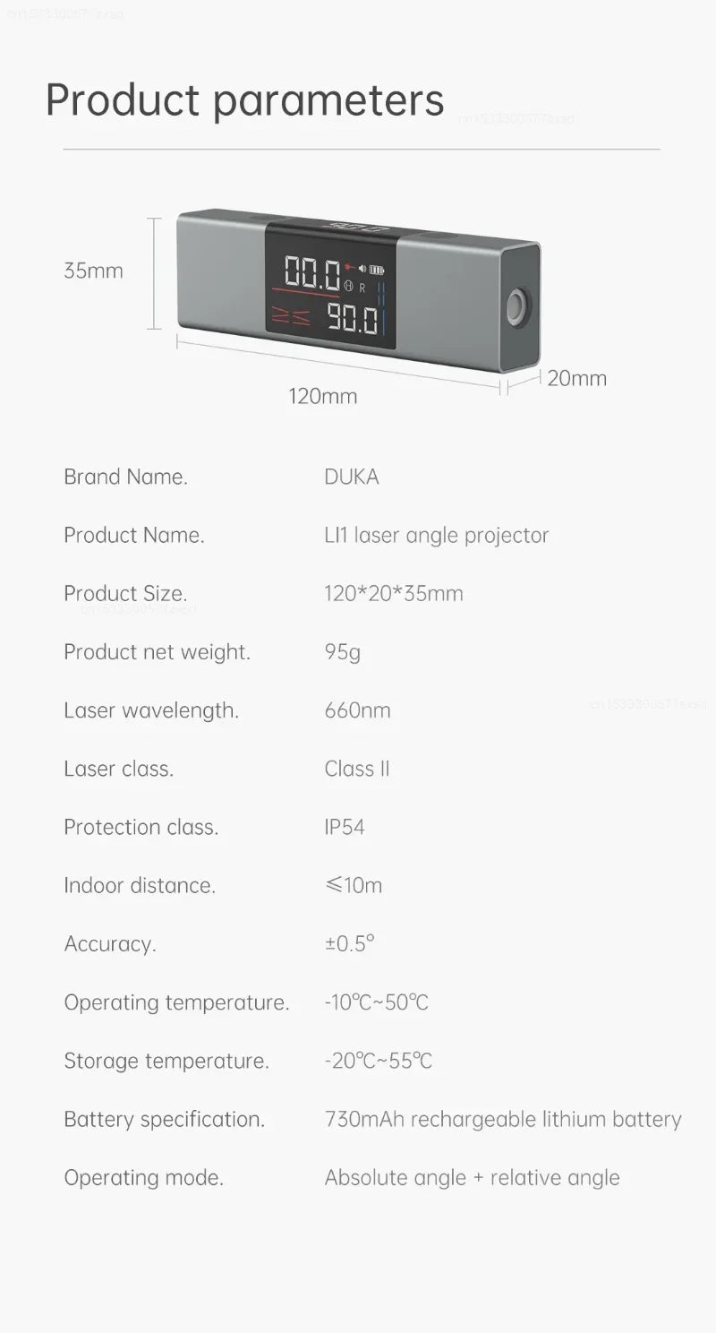 Xiaomi Duka Rapporteur laser Inclinomètre numérique Mesure d'angle 2 en 1 Niveau laser Règle Jauge Outils de construction Règle d'angle