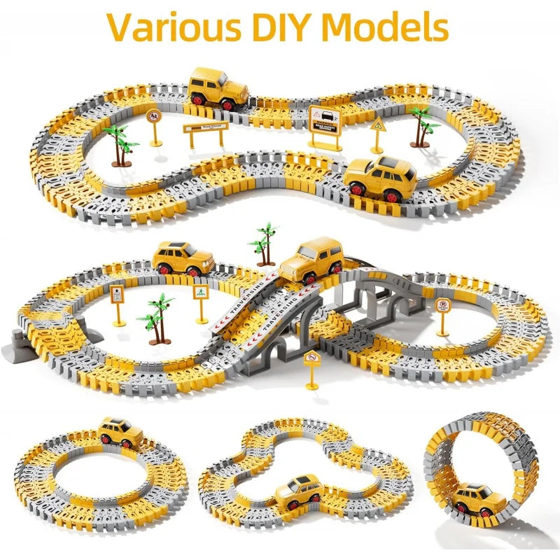 Toddler Boy Toys 239 PCS Race Tracks Toys Gift, 6 PCS Construction Car Toys Gifts , Christmas Birthday Gifts Toys