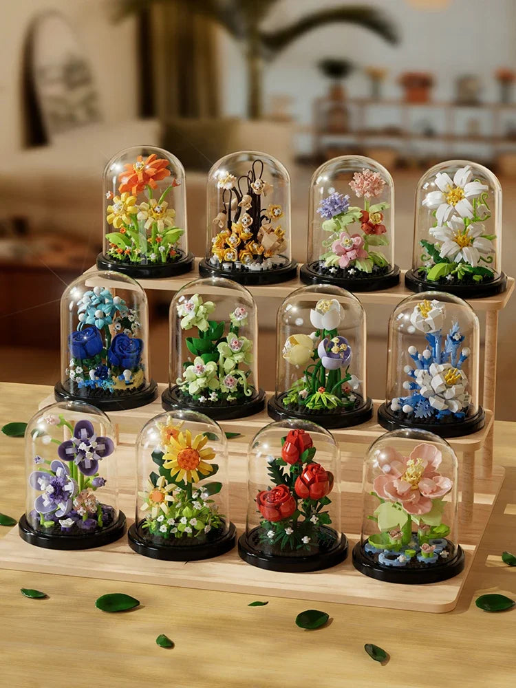 Building block bouquet assembly toy children's puzzle building block toy parent-child interactive desktop decoration