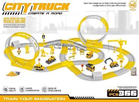 Toddler Boy Toys 239 PCS Race Tracks Toys Gift, 6 PCS Construction Car Toys Gifts , Christmas Birthday Gifts Toys