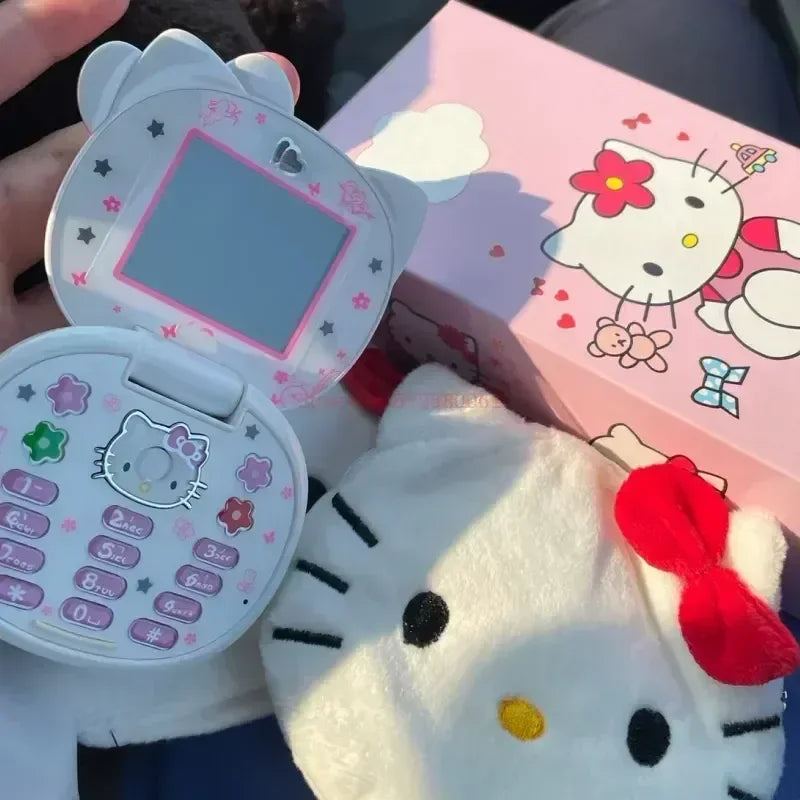 2023 New Kawaii Sanrioed Hello Kitty Flip Phone Cartoon Cute Little friends Taiml Mini Phone For Kids Toys For friends Gifts