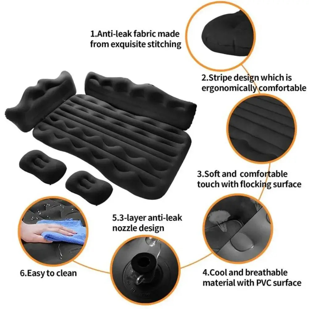 Cama inflable portátil para viajes en automóvil de 174*126 cm, colchón para acampar al aire libre, colchón de aire plegable trasero para automóvil, accesorios para automóvil