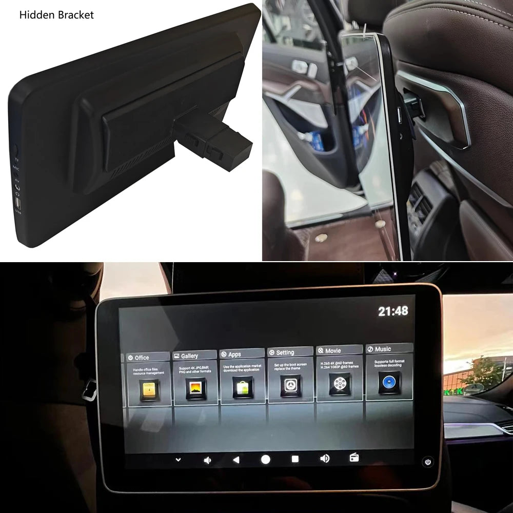 Monitor de reposacabezas de coche Android 12.0 de 11,6 pulgadas para BMW X7 G07 2019-2025 Soporte para asiento trasero WiFi 4K Pantalla táctil Soporte oculto para vídeo