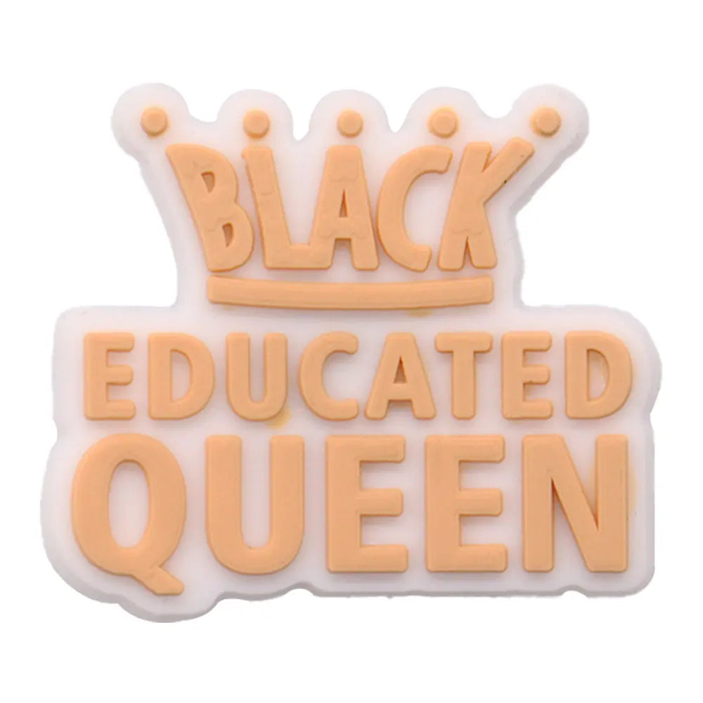 1 pieza de PVC negro para niña, sé amiga, mamá, vida, arcoíris, dijes para adultos, hebilla, zuecos, mezcla de decoraciones para zapatos, se adapta a la mochila