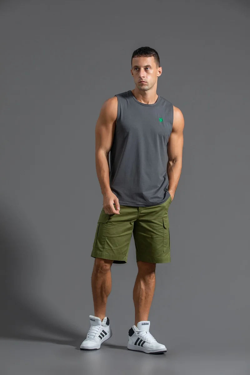Plus Size Men's Sport Fitness Vest Cotton Trendy Sleeveless T-Shirt Shoulder Vest Casual Top Clearance Special Price