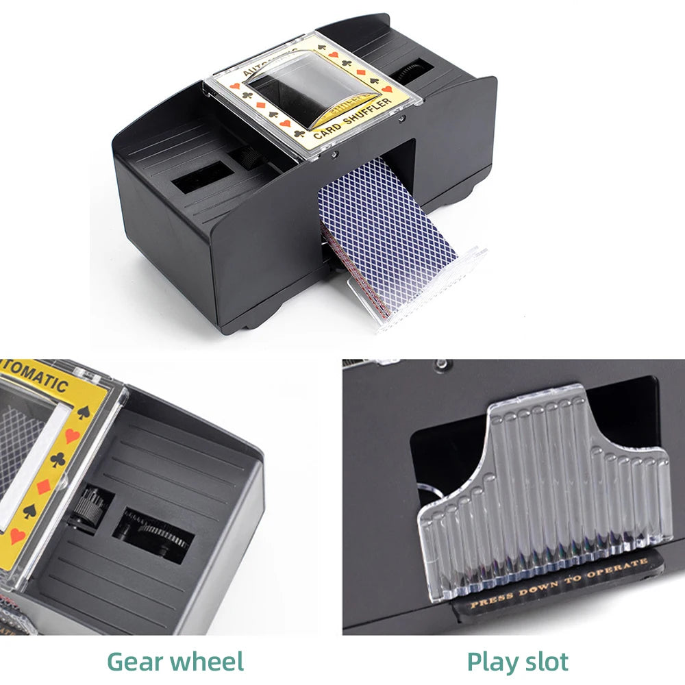 Mélangeur de cartes automatique 1/2 jeux Mélangeur de cartes de poker électrique Mélangeur à piles USB pour jeux de cartes Fête à domicile