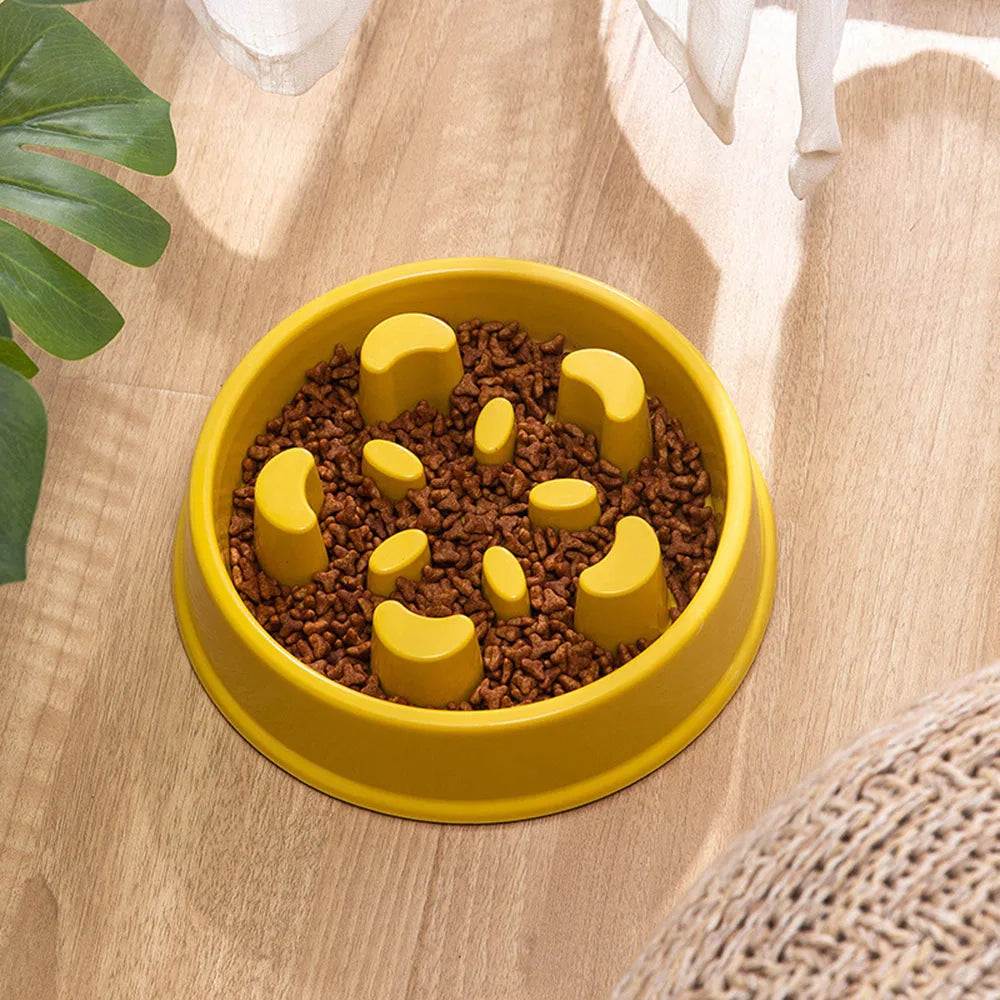 Pet Dog Bowl Slow Food Feeder Non-slip Anti Choking Cat Thickened Plastic Plate Bowls Healthy Anxiety Relief Dish Pet Supply