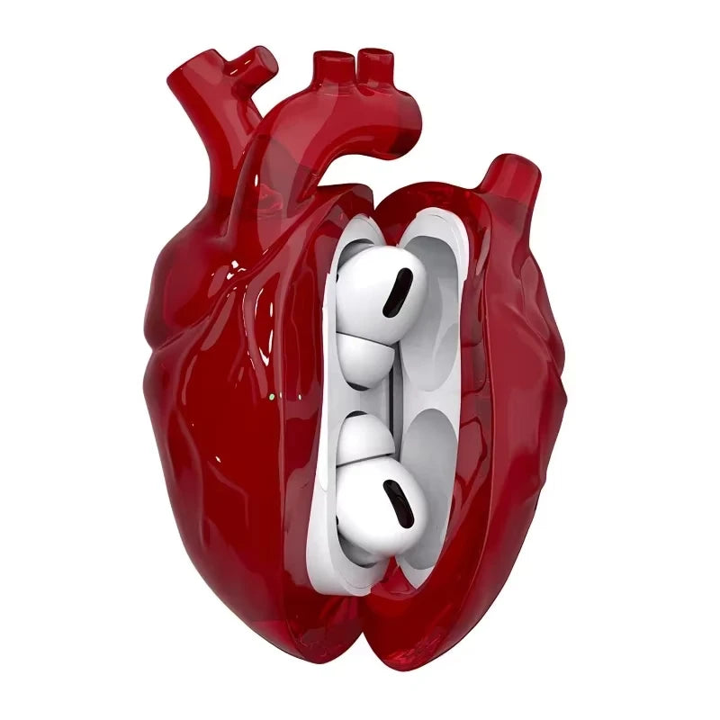 3D Liquid Silicone earphone Case For Airpods pro1/2 Case pounding heart Earphone Case Decoration Anti Fall Accessories